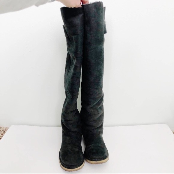 Stella McCartney | Shoes | Stella Mccartney Over The Knee  Stella McCartney Over The Knee Shearling Buckle Ugg Black Boots Round Toe Soft 6